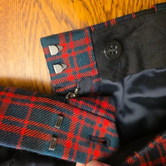 J. Crew Plaid 100% Wool lined Trousers Womens Size 28 Red Green Christmas Career - Picture 4 of 12